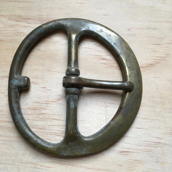Oversized Antique Industrial Brass Buckle 10174 Antique Brass, Heel Bar Buckle, Solid Brass-LL  main image 2
